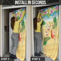 Hawaiian Mele Kalikimaka Door Cover Tropical Plumeria and Lei Funny Santa Beach LT03 - Polynesian Pride