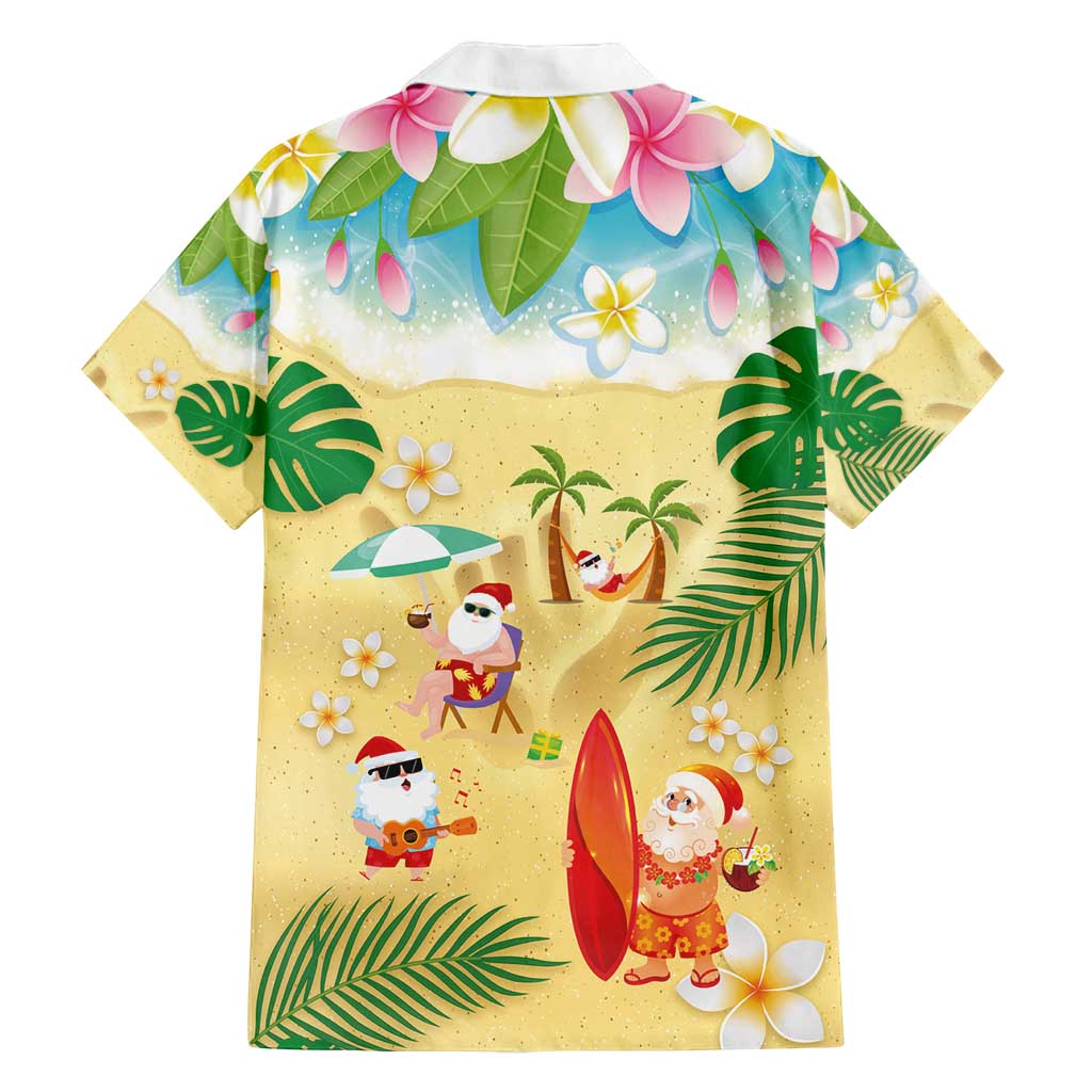 Hawaiian Mele Kalikimaka Family Matching Long Sleeve Bodycon Dress and Hawaiian Shirt Tropical Plumeria and Lei Funny Santa Beach LT03 - Polynesian Pride
