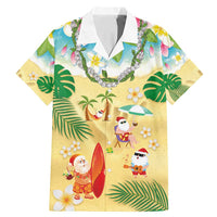 Hawaiian Mele Kalikimaka Family Matching Mermaid Dress and Hawaiian Shirt Tropical Plumeria and Lei Funny Santa Beach LT03 Dad's Shirt - Short Sleeve Multicolor - Polynesian Pride