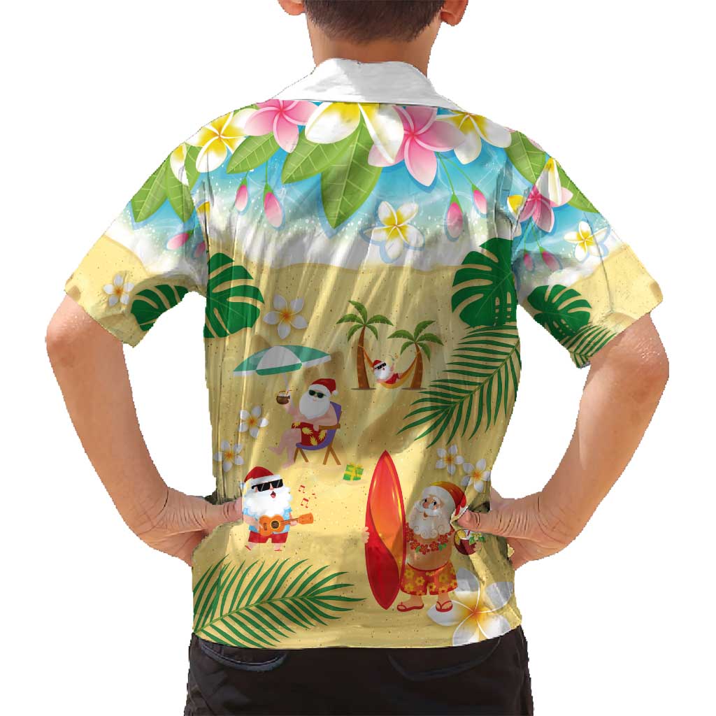 Hawaiian Mele Kalikimaka Family Matching Off Shoulder Maxi Dress and Hawaiian Shirt Tropical Plumeria and Lei Funny Santa Beach LT03 - Polynesian Pride