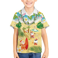 Hawaiian Mele Kalikimaka Family Matching Summer Maxi Dress and Hawaiian Shirt Tropical Plumeria and Lei Funny Santa Beach LT03 Son's Shirt Multicolor - Polynesian Pride