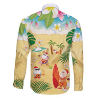 Hawaiian Mele Kalikimaka Family Matching Tank Maxi Dress and Hawaiian Shirt Tropical Plumeria and Lei Funny Santa Beach LT03 - Polynesian Pride