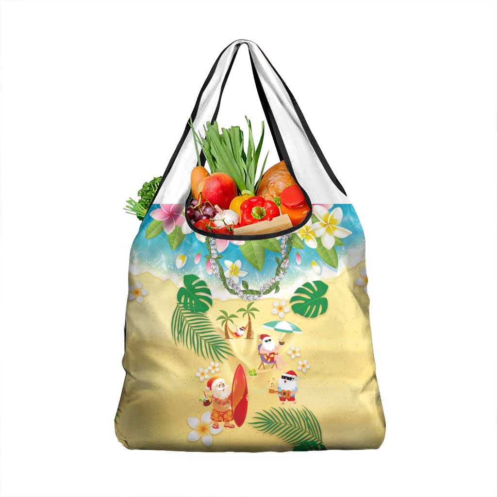 Hawaiian Mele Kalikimaka Grocery Bag Tropical Plumeria and Lei Funny Santa Beach LT03 1-pack One Size Multicolor - Polynesian Pride