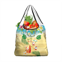 Hawaiian Mele Kalikimaka Grocery Bag Tropical Plumeria and Lei Funny Santa Beach LT03 1-pack One Size Multicolor - Polynesian Pride