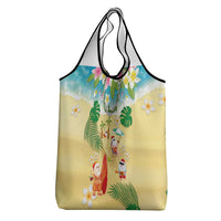 Hawaiian Mele Kalikimaka Grocery Bag Tropical Plumeria and Lei Funny Santa Beach LT03 - Polynesian Pride