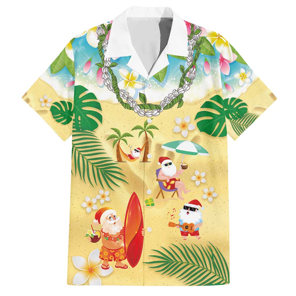 Hawaiian Mele Kalikimaka Hawaiian Shirt Tropical Plumeria and Lei Funny Santa Beach LT03 Multicolor - Polynesian Pride
