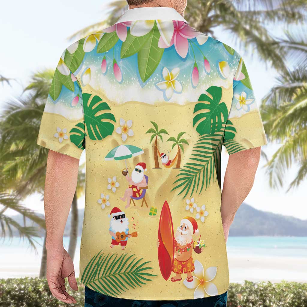 Hawaiian Mele Kalikimaka Hawaiian Shirt Tropical Plumeria and Lei Funny Santa Beach LT03 - Polynesian Pride