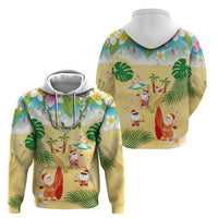 Hawaiian Mele Kalikimaka Hoodie Tropical Plumeria and Lei Funny Santa Beach LT03 - Polynesian Pride
