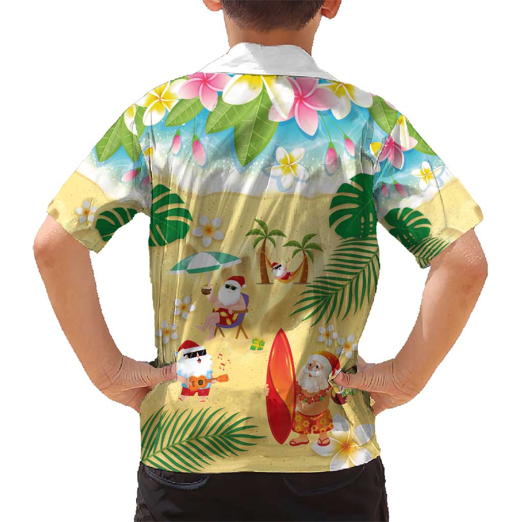 Hawaiian Mele Kalikimaka Kid Hawaiian Shirt Tropical Plumeria and Lei Funny Santa Beach LT03 - Polynesian Pride