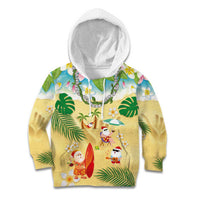 Hawaiian Mele Kalikimaka Kid Hoodie Tropical Plumeria and Lei Funny Santa Beach - Polynesian Pride