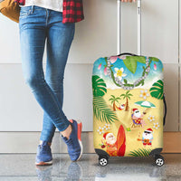 Hawaiian Mele Kalikimaka Luggage Cover Tropical Plumeria and Lei Funny Santa Beach LT03 - Polynesian Pride