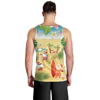 Hawaiian Mele Kalikimaka Men Tank Top Tropical Plumeria and Lei Funny Santa Beach LT03 - Polynesian Pride