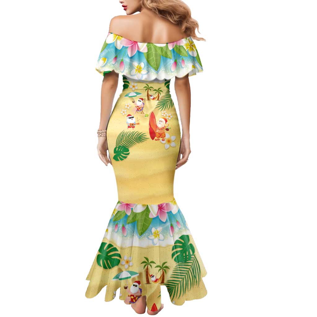 Hawaiian Mele Kalikimaka Mermaid Dress Tropical Plumeria and Lei Funny Santa Beach LT03 - Polynesian Pride