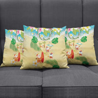 Hawaiian Mele Kalikimaka Pillow Cover Tropical Plumeria and Lei Funny Santa Beach LT03 - Polynesian Pride