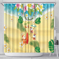 Hawaiian Mele Kalikimaka Shower Curtain Tropical Plumeria and Lei Funny Santa Beach LT03 - Polynesian Pride