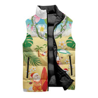 Hawaiian Mele Kalikimaka Sleeveless Puffer Jacket Tropical Plumeria and Lei Funny Santa Beach LT03 - Polynesian Pride