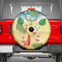 Hawaiian Mele Kalikimaka Spare Tire Cover Tropical Plumeria and Lei Funny Santa Beach LT03 - Polynesian Pride