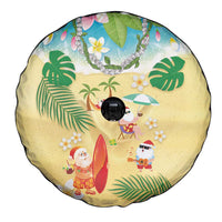 Hawaiian Mele Kalikimaka Spare Tire Cover Tropical Plumeria and Lei Funny Santa Beach LT03 - Polynesian Pride