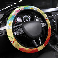Hawaiian Mele Kalikimaka Steering Wheel Cover Tropical Plumeria and Lei Funny Santa Beach LT03 Universal Fit Multicolor - Polynesian Pride