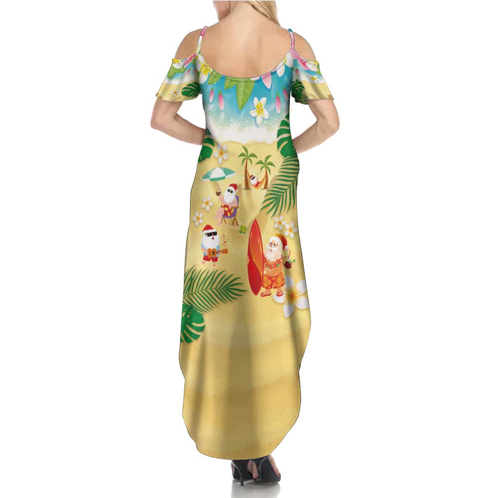 Hawaiian Mele Kalikimaka Summer Maxi Dress Tropical Plumeria and Lei Funny Santa Beach LT03 - Polynesian Pride