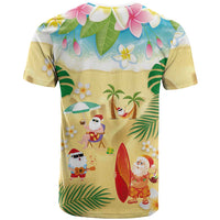 Hawaiian Mele Kalikimaka T Shirt Tropical Plumeria and Lei Funny Santa Beach LT03 - Polynesian Pride