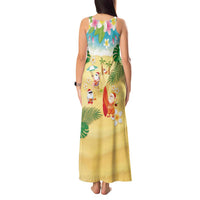 Hawaiian Mele Kalikimaka Tank Maxi Dress Tropical Plumeria and Lei Funny Santa Beach LT03 - Polynesian Pride