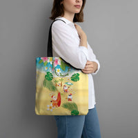 Hawaiian Mele Kalikimaka Tote Bag Tropical Plumeria and Lei Funny Santa Beach LT03 - Polynesian Pride