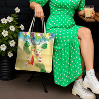 Hawaiian Mele Kalikimaka Tote Bag Tropical Plumeria and Lei Funny Santa Beach LT03 - Polynesian Pride