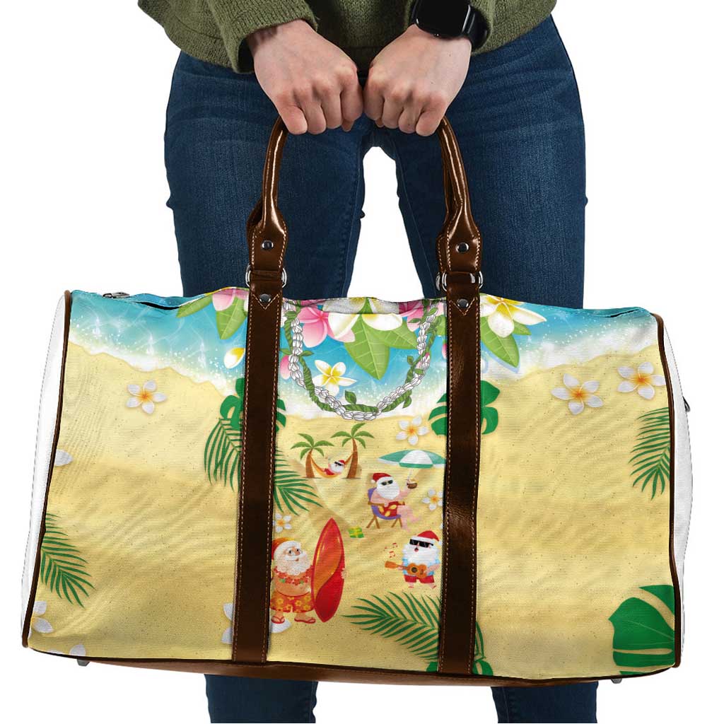 Hawaiian Mele Kalikimaka Travel Bag Tropical Plumeria and Lei Funny Santa Beach LT03 Multicolor - Polynesian Pride