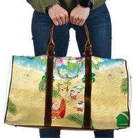 Hawaiian Mele Kalikimaka Travel Bag Tropical Plumeria and Lei Funny Santa Beach LT03 Multicolor - Polynesian Pride