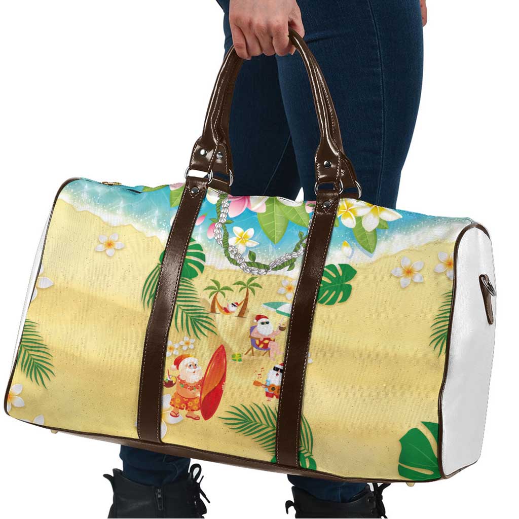 Hawaiian Mele Kalikimaka Travel Bag Tropical Plumeria and Lei Funny Santa Beach LT03 - Polynesian Pride