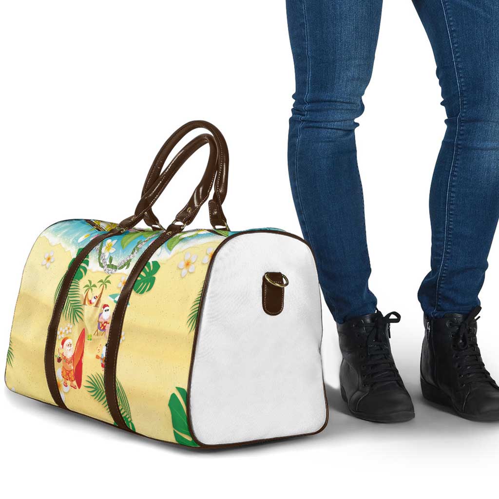 Hawaiian Mele Kalikimaka Travel Bag Tropical Plumeria and Lei Funny Santa Beach LT03 - Polynesian Pride
