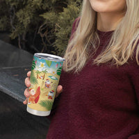 Hawaiian Mele Kalikimaka Tumbler Cup Tropical Plumeria and Lei Funny Santa Beach LT03 - Polynesian Pride