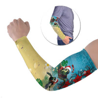 Hawaiian Mele Kalikimaka Arm Sleeves Tropical Xmas Turtles Red Poinsettia Watercolor LT03 Set of 2 Multicolor - Polynesian Pride