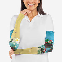 Hawaiian Mele Kalikimaka Arm Sleeves Tropical Xmas Turtles Red Poinsettia Watercolor LT03 - Polynesian Pride