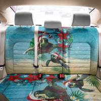 Hawaiian Mele Kalikimaka Back Car Seat Cover Tropical Xmas Turtles Red Poinsettia Watercolor LT03 - Polynesian Pride