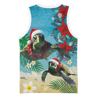 Hawaiian Mele Kalikimaka Basketball Jersey Tropical Xmas Turtles Red Poinsettia Watercolor LT03 - Polynesian Pride