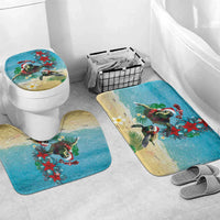 Hawaiian Mele Kalikimaka Bathroom Set Tropical Xmas Turtles Red Poinsettia Watercolor LT03 Mat Set Only (3 pcs) One Size Multicolor - Polynesian Pride