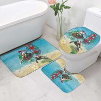 Hawaiian Mele Kalikimaka Bathroom Set Tropical Xmas Turtles Red Poinsettia Watercolor LT03 - Polynesian Pride