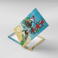 Hawaiian Mele Kalikimaka Canvas Wall Art Tropical Xmas Turtles Red Poinsettia Watercolor LT03 With Frame Multicolor - Polynesian Pride