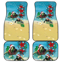 Hawaiian Mele Kalikimaka Car Mats Tropical Xmas Turtles Red Poinsettia Watercolor LT03 - Polynesian Pride