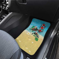 Hawaiian Mele Kalikimaka Car Mats Tropical Xmas Turtles Red Poinsettia Watercolor LT03 - Polynesian Pride