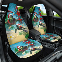 Hawaiian Mele Kalikimaka Car Seat Cover Tropical Xmas Turtles Red Poinsettia Watercolor LT03 One Size Multicolor - Polynesian Pride
