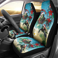 Hawaiian Mele Kalikimaka Car Seat Cover Tropical Xmas Turtles Red Poinsettia Watercolor LT03 - Polynesian Pride