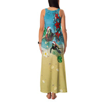 Hawaiian Mele Kalikimaka Family Matching Tank Maxi Dress and Hawaiian Shirt Tropical Xmas Turtles Red Poinsettia Watercolor LT03 - Polynesian Pride