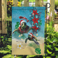 Hawaiian Mele Kalikimaka Garden Flag Tropical Xmas Turtles Red Poinsettia Watercolor LT03 Garden Flag Multicolor - Polynesian Pride