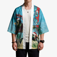 Hawaiian Mele Kalikimaka Kimono Tropical Xmas Turtles Red Poinsettia Watercolor LT03 - Polynesian Pride