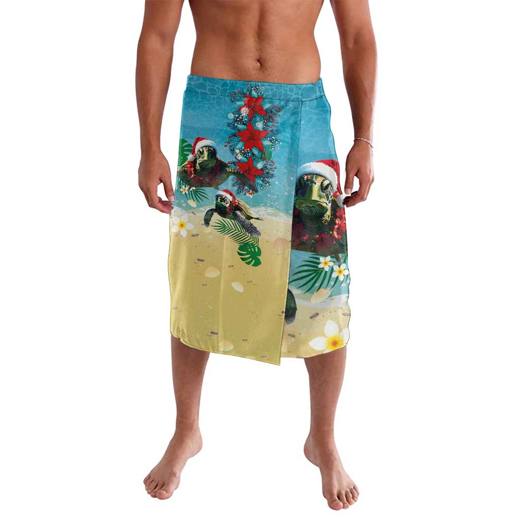 Hawaiian Mele Kalikimaka Lavalava Tropical Xmas Turtles Red Poinsettia Watercolor LT03 Multicolor - Polynesian Pride