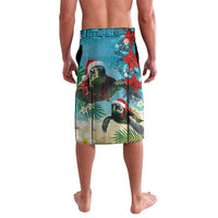 Hawaiian Mele Kalikimaka Lavalava Tropical Xmas Turtles Red Poinsettia Watercolor LT03 - Polynesian Pride