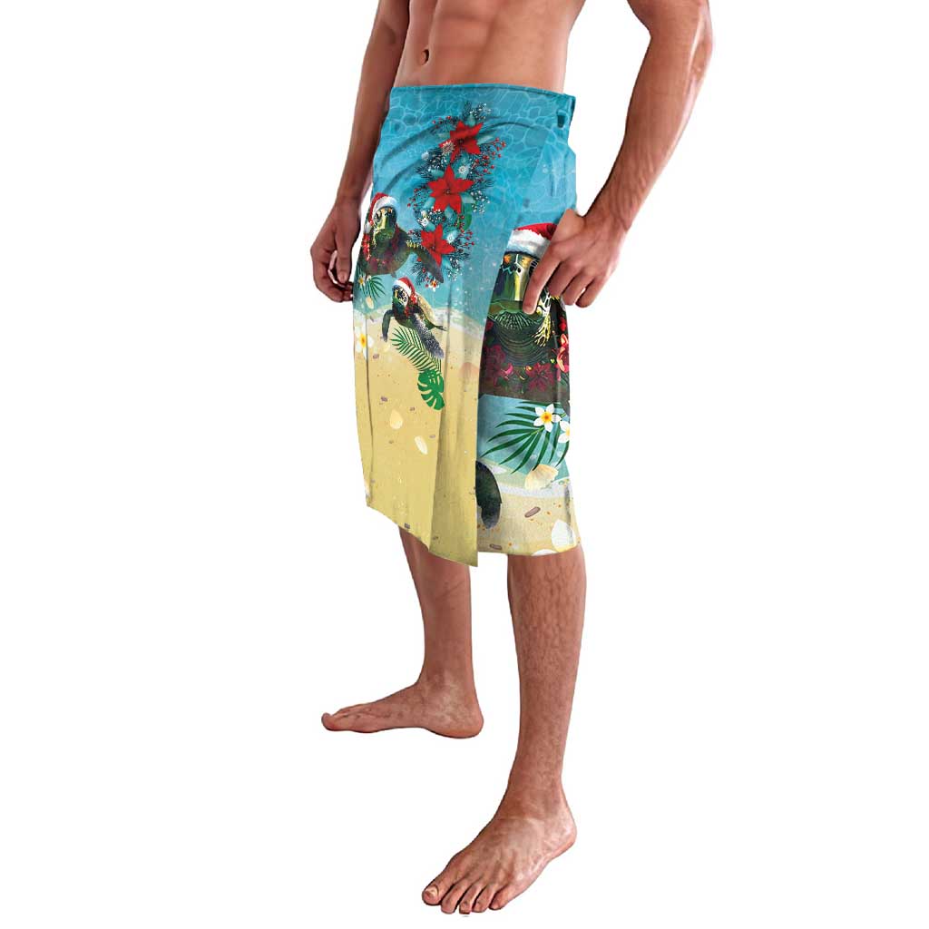 Hawaiian Mele Kalikimaka Lavalava Tropical Xmas Turtles Red Poinsettia Watercolor LT03 - Polynesian Pride
